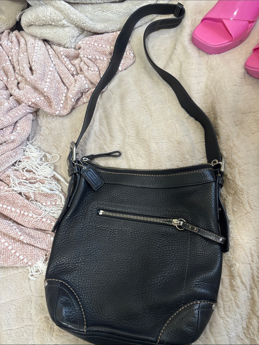Coach Black Pebbled Leather Hobo Satchel